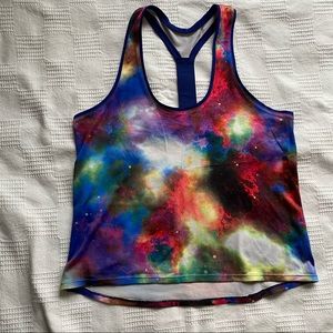 Galaxy print racer back workout tank top